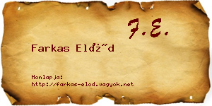 Farkas Előd névjegykártya